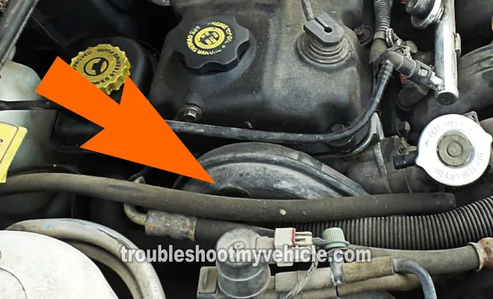 Location Of The Camshaft Gear Timing Mark Access Hole. How To Test For A Broken Timing Belt (1995, 1996, 1997, 1998, 1999, 2000 2.0L Dodge Stratus And Plymouth Breeze)