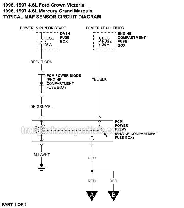 MAF And IAT Sensor Circuit Wiring Diagram (1996, 1997 4.6L Crown Victoria, Grand Marquis)
