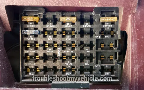 1993 GMC And Chevrolet Pickup Fuse Box Fuse Location And Description