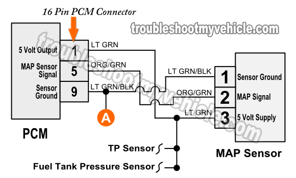 1998-2001 MAP Sensor Circuit Diagram (1.3L Suzuki Swift - Chevy Metro)