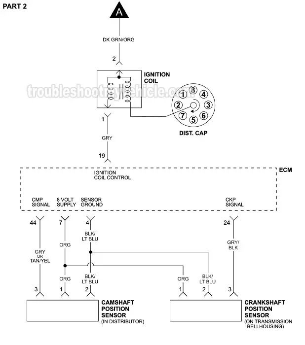 PART 2 -Ignition System Wiring Diagram. 1992, 1993 5.2L V8 Dodge: B150, B250, B350, D150, D250, Ramcharger, W150, W250