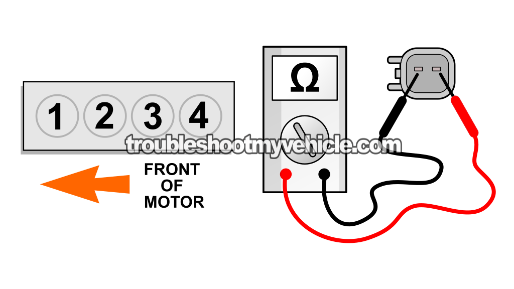 Checking The Injector's Internal Resistance. How To Test The Fuel Injectors (2000, 2001, 2002, 2003, 2004 2.0L SOHC Ford Focus)