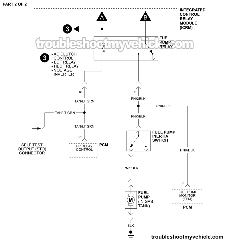 PART 2 OF 2: Fuel Pump Circuit Wiring Diagram (1992 3.0L V6 Ford Taurus, Mercury Sable) PART 2 OF 2: Fuel Pump Circuit Wiring Diagram (1992 3.0L V6 Ford Taurus, Mercury Sable)
