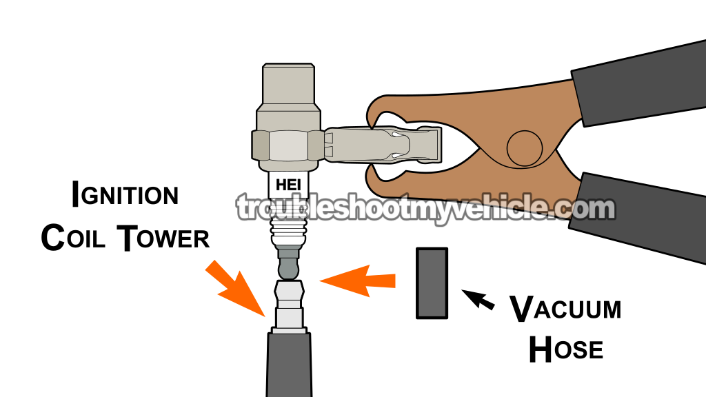 Checking The Ignition Coil Tower For Spark. Ignition Coil And Basic Ignition System Tests (1990, 1991, 1992, 1993, 1994, 1995 3.8L V6 Ford Taurus, Mercury Sable)