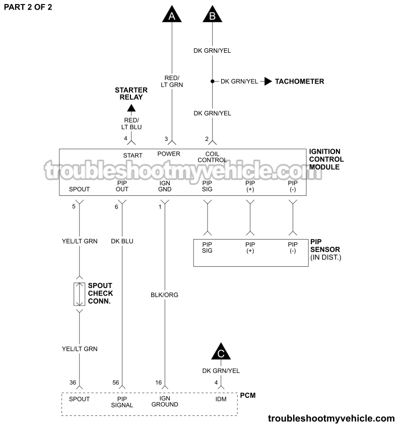 Part 2 of 2 -Ignition System Circuit Diagram (1990 3.0L V6 Ford Taurus And Mercury Sable)