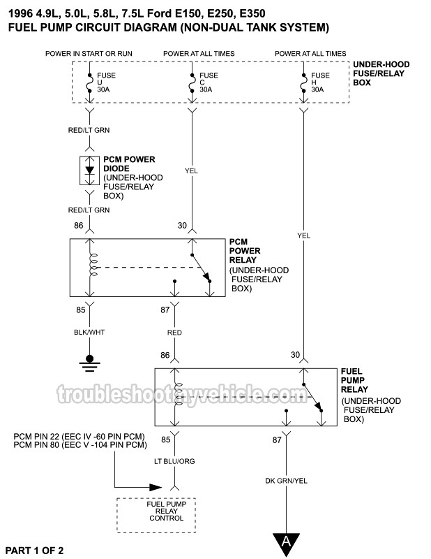 Fuel Pump Wiring Diagram (1996 Ford E150, E250, E350)