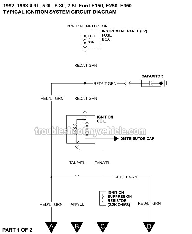 Ignition System Wiring Diagram (1992-1993 Ford E150, E250, E350)