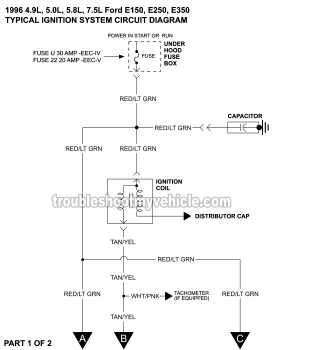 Ignition System Wiring Diagram (1996 Ford E150, E250, E350)