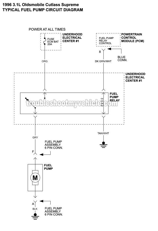 Fuel Pump Circuit Diagram (1996 3.1L V6 Oldsmobile Cutlass Supreme)