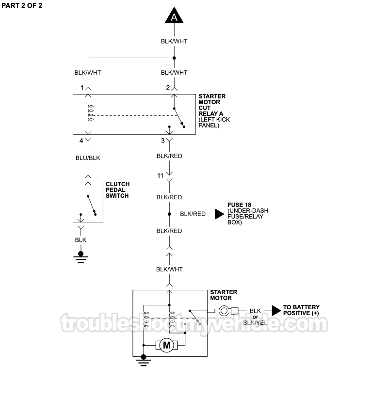 PART 2 of 2: 1992 1.5L Honda Civic And Civic Del Sol Starter Motor Wiring Diagram. With Manual Transaxle (W Anti-Theft).