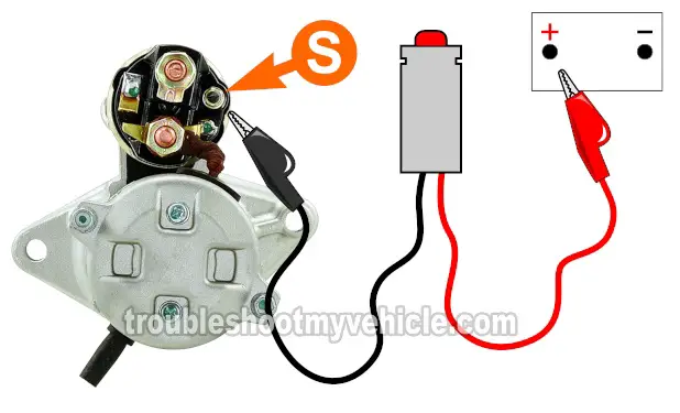 Applying 12 Volts To The 'S' Terminal. How To Test The Starter Motor (1993, 1994, 1995, 1996, 1997, 1998 1.5L Toyota Tercel) Applying 12 Volts To The 'S' Terminal. How To Test The Starter Motor (1993, 1994, 1995, 1996, 1997, 1998 1.5L Toyota Tercel)