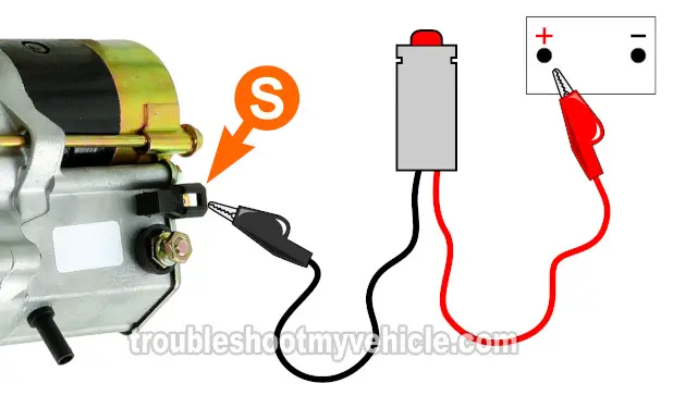 Applying 12 Volts To The 'S' terminal. How To Test The Starter Motor (1993, 1994, 1995, 1996, 1997, 1998 1.5L Toyota Tercel) Applying 12 Volts To The 'S' terminal. How To Test The Starter Motor (1993, 1994, 1995, 1996, 1997, 1998 1.5L Toyota Tercel)