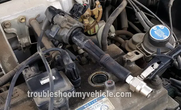 Checking For Spark With A Spark Tester. How To Test The Ignition Coils (1995, 1996, 1997, 1998 1.5L Toyota Tercel) Checking For Spark With A Spark Tester. How To Test The Ignition Coils (1995, 1996, 1997, 1998 1.5L Toyota Tercel)