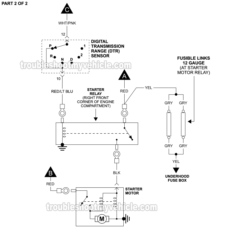 PART 2 of 2: Starter Motor Circuit Wiring Diagram (1997, 1998 4.6L, 5.4L Ford E150, E250 And E350)