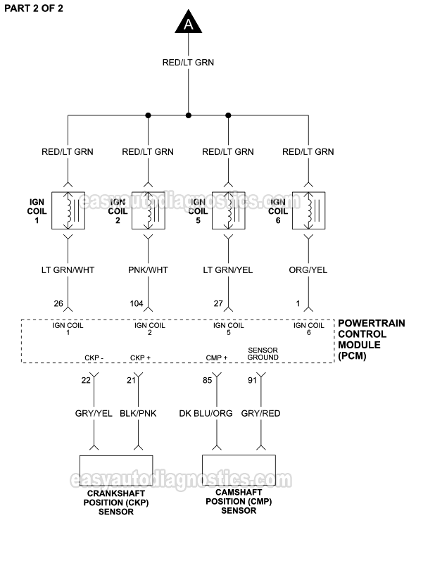 PART 2 of 2: Ignition System Circuit Wiring Diagram (1999-2000 4.6L Crown Victoria, Grand Marquis)