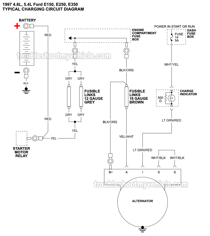 Alternator Circuit Wiring Diagram (1997 4.6L, 5.4L V8 Ford E150, E250, E350)