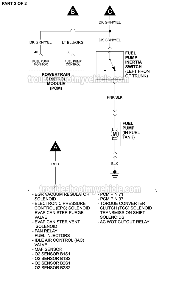 Fuel Pump Circuit Wiring Diagram (1998-2000 4.6L Crown Victoria, Grand Marquis)