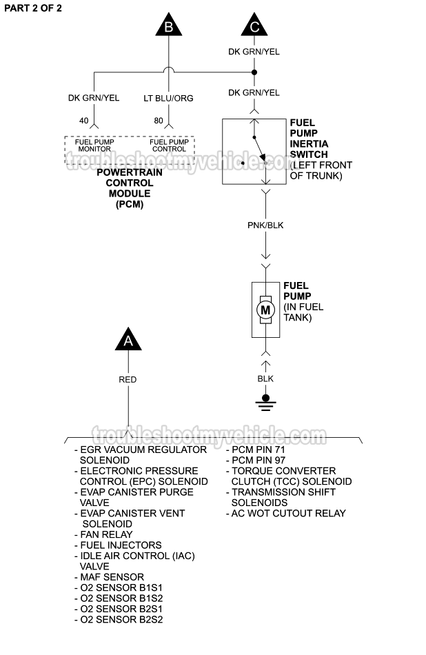 Fuel Pump Circuit Wiring Diagram (2001-2002 4.6L Ford Crown Victoria And Mercury Grand Marquis)