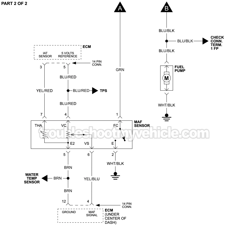 PART 2 of 2: MAF Sensor And Fuel Pump Circuit Wiring Diagram (1987 2.2L Toyota Camry)