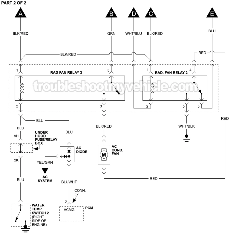 PART 2 OF 2: Radiator Cooling Fan And Condenser Fan Circuit Wiring Diagram (2002, 2003 3.0L V6 Toyota Camry)