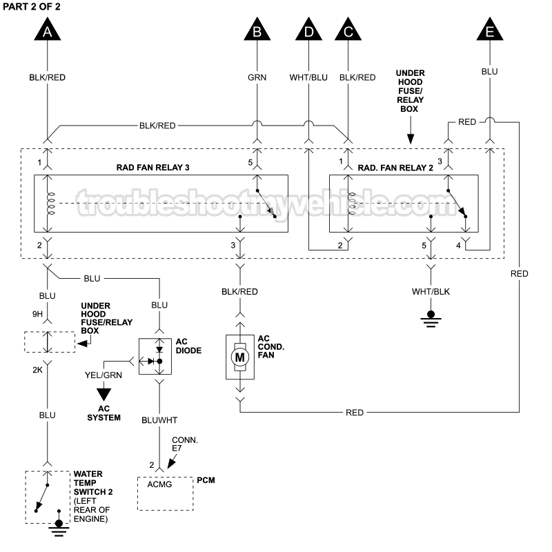 PART 2 OF 2: Radiator Cooling Fan And Condenser Fan Circuit Wiring Diagram (2004 3.0L V6 Toyota Camry)