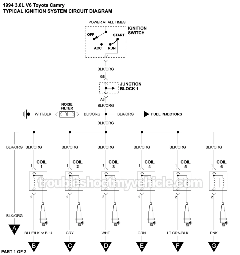 Ignition System Wiring Diagram (1994 3.0L V6 Toyota Camry)