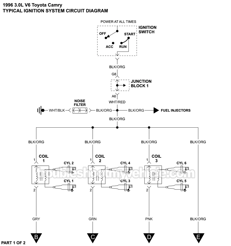 Ignition System Wiring Diagram (1996 3.0L V6 Toyota Camry)