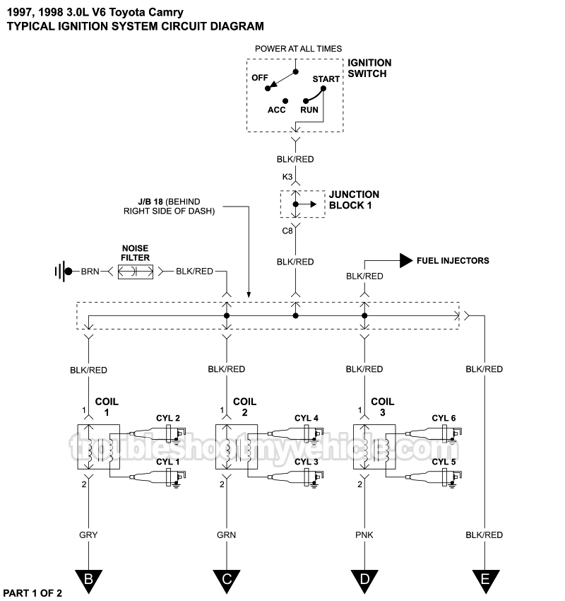 Ignition System Wiring Diagram (1997-1998 3.0L V6 Toyota Camry)