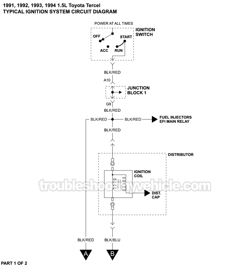 Ignition System Wiring Diagram (1991-1994 1.5L Toyota Tercel)