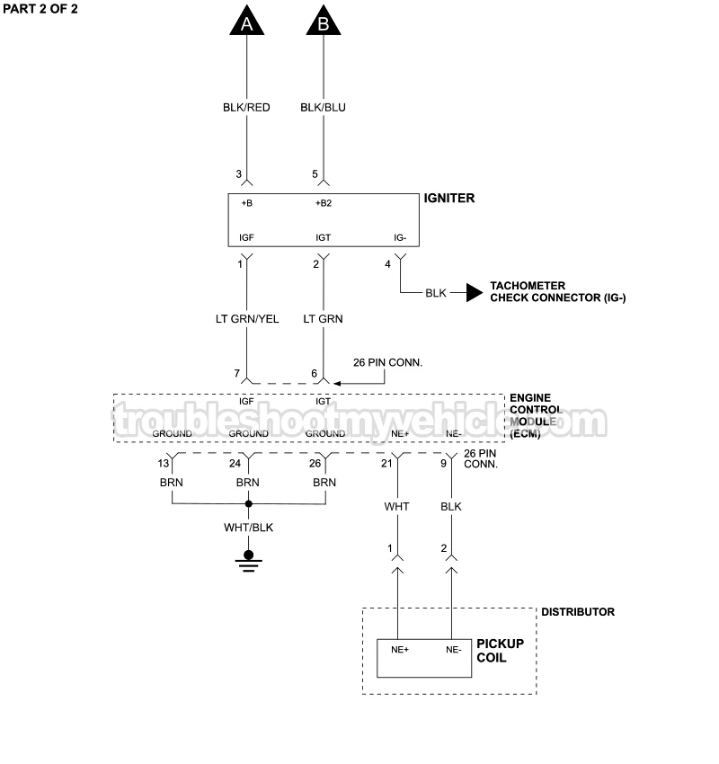 PART 2 of 2: Ignition System Circuit Wiring Diagram (1991, 1992, 1993, 1994 1.5L Toyota Tercel)