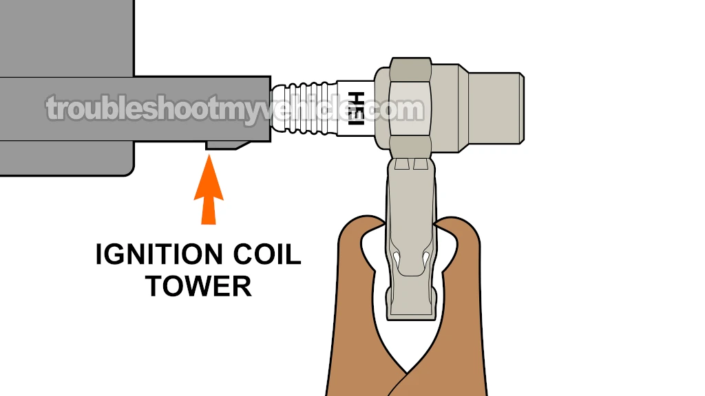 Checking For Spark Directly On The Ignition Coil's Tower (Non-Paired Cylinders). How To Test The Ignition Coils (1997, 1998, 1999, 2000, 2001 2.2L Toyota Camry)