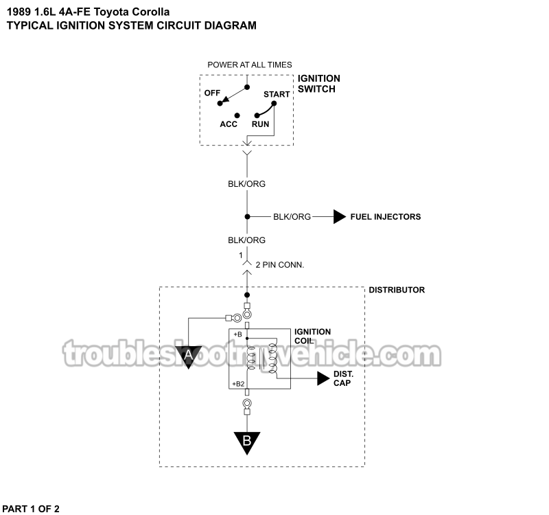 Ignition System Wiring Diagram (1989 1.6L Toyota Corolla)