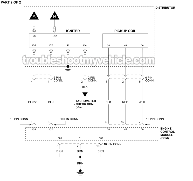 PART 2 of 2: Ignition System Circuit Wiring Diagram (1989 1.6L 4A-FE Toyota Corolla)