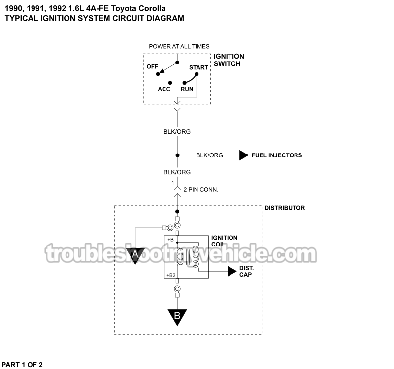 Ignition System Wiring Diagram (1990-1992 1.6L Toyota Corolla)