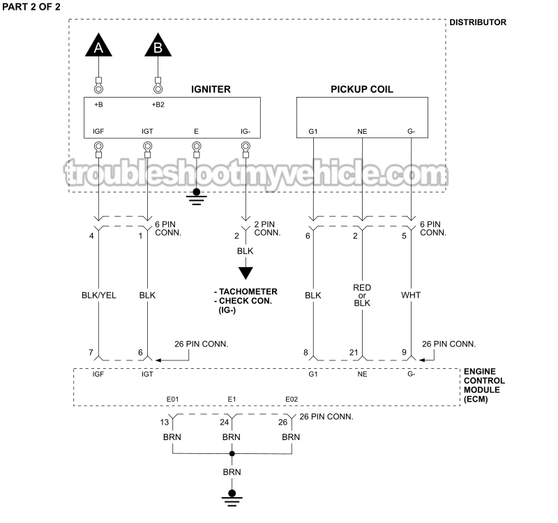 PART 2 of 2: Ignition System Circuit Wiring Diagram (1990, 1991, 1992 1.6L 4A-FE Toyota Corolla)