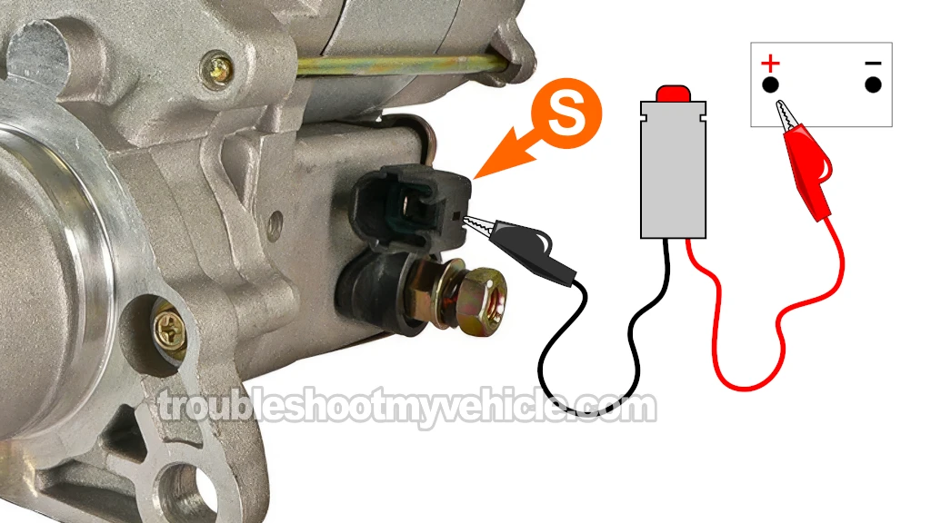 Applying 12 Volts To The 'S' Terminal. How To Test The Starter Motor (1992, 1993, 1994, 1995, 1996, 1997, 1998, 1999, 2000, 2001 2.2L Toyota Camry)