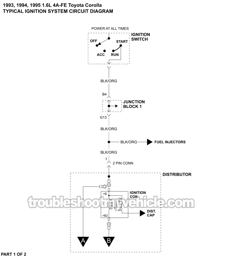 Ignition System Wiring Diagram (1993-1995 1.6L Toyota Corolla)