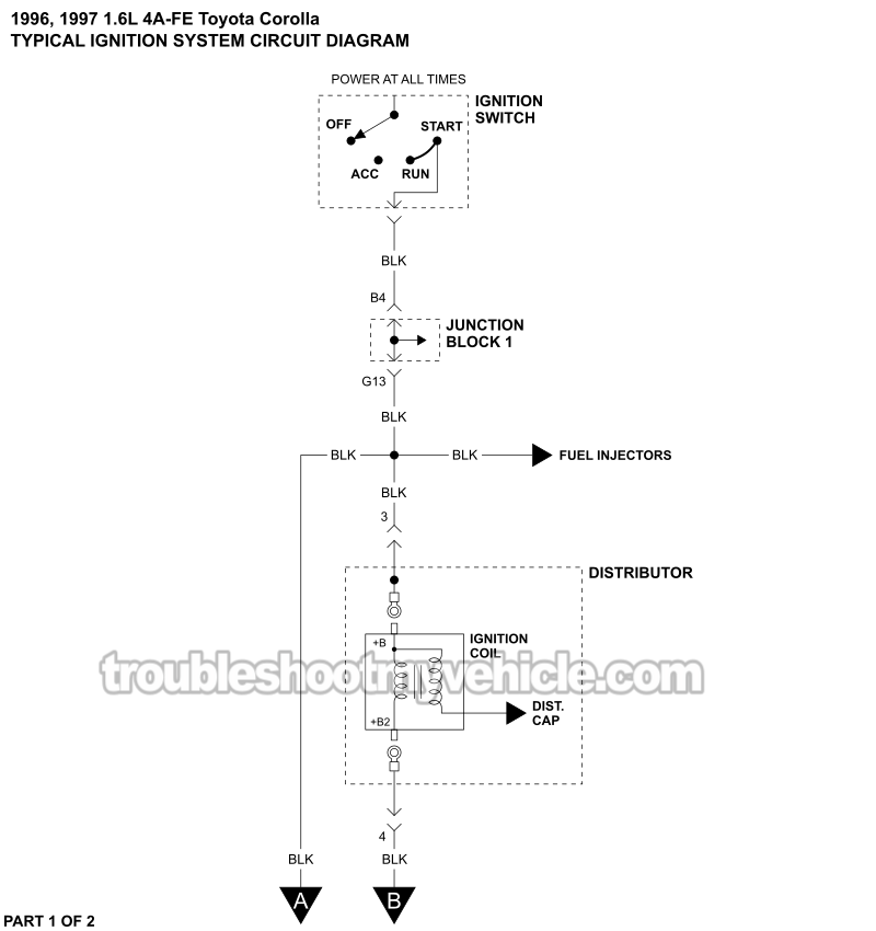 Ignition System Wiring Diagram (1996-1997 1.6L Toyota Corolla)