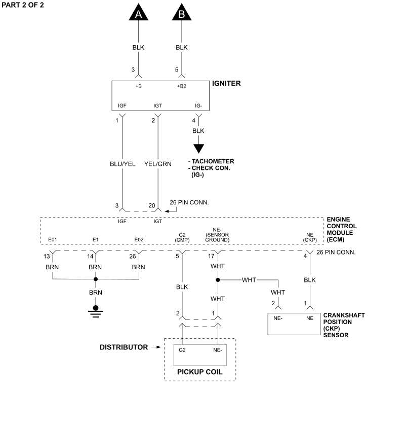 PART 2 of 2: Ignition System Circuit Wiring Diagram (1996, 1997 1.6L 4A-FE Toyota Corolla)