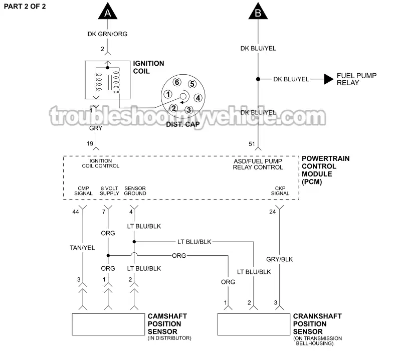 PART 2 OF 2 -Ignition System Wiring Diagram. 1992, 1993 3.9L V6 Dodge Ram Van PART 2 OF 2 -Ignition System Wiring Diagram. 1992, 1993 3.9L V6 Dodge Ram Van