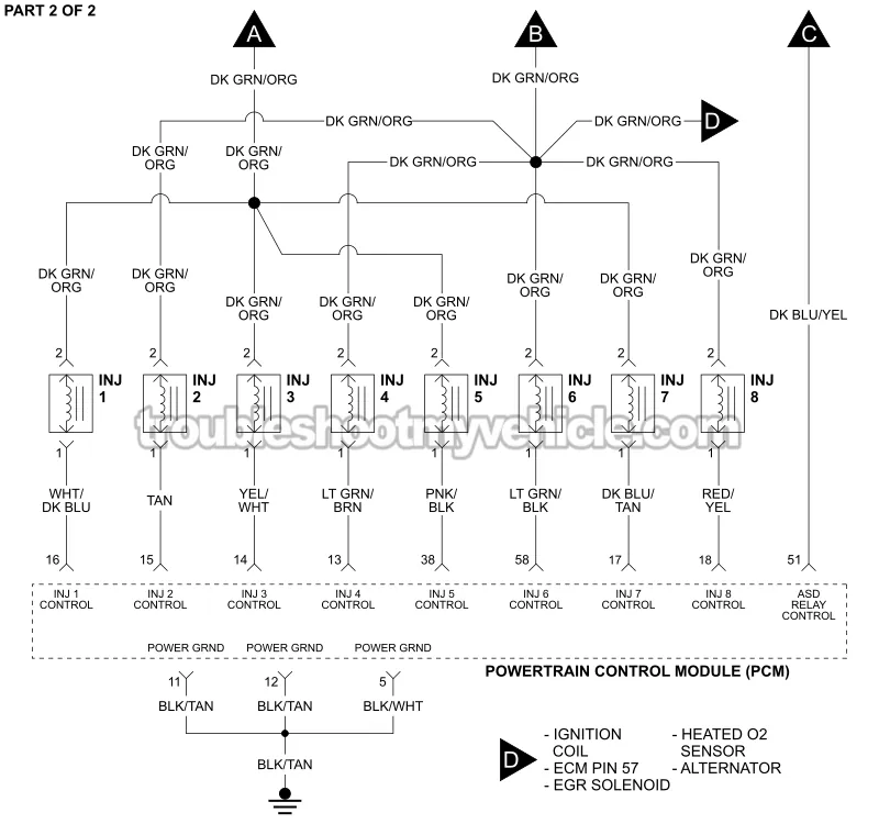 PART 2 OF 2 -Fuel Injector Wiring Diagram. 1992 5.2L V8 Dodge Ram Pickup PART 2 OF 2 -Fuel Injector Wiring Diagram. 1992 5.2L V8 Dodge Ram Pickup