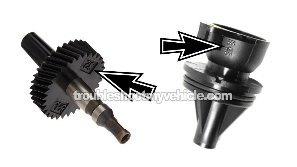 Tooth Count Location On Speedometer Drive Gear Housing And Pinion Gear. How To Index The VSS And Speedometer Gear Housing (1993, 1994, 1995, 1996, 1997 5.2L, 5.9L V8 Dodge Ram Pickup)