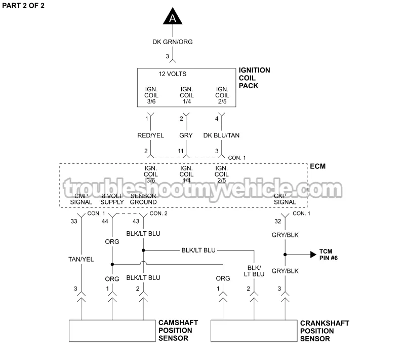 PART 2 OF 2: Ignition System Wiring Diagram (1996, 1997 3.3L V6 Chrysler, Dodge And Plymouth Minivan) PART 2 OF 2: Ignition System Wiring Diagram (1996, 1997 3.3L V6 Chrysler, Dodge And Plymouth Minivan)