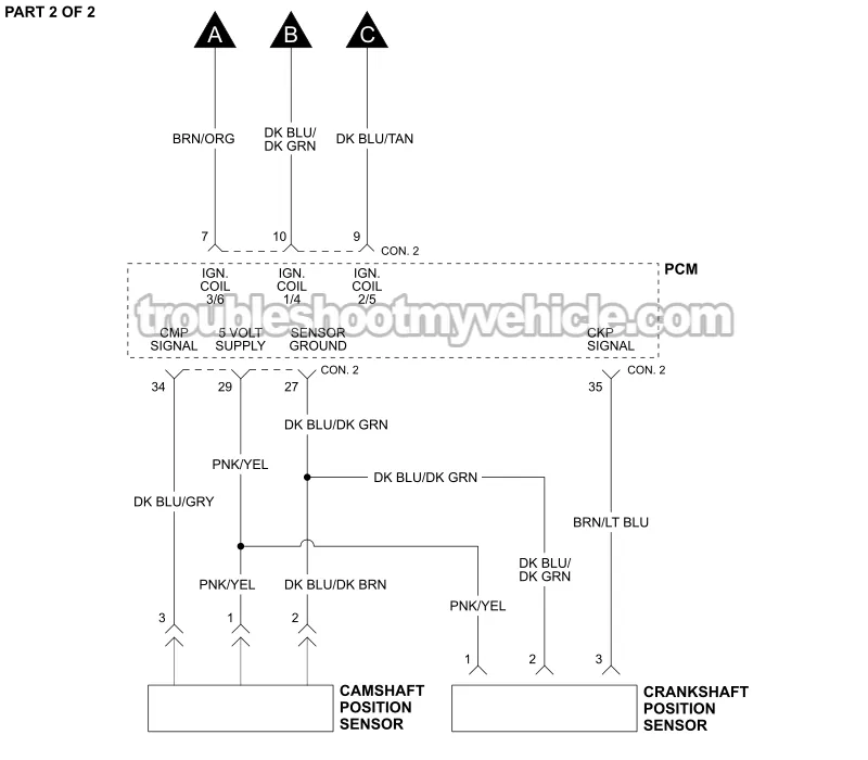 PART 2 OF 2: Ignition System Wiring Diagram (2004, 2005, 2006, 2007 3.3L V6 Chrysler And Dodge Minivan) PART 2 OF 2: Ignition System Wiring Diagram (2004, 2005, 2006, 2007 3.3L V6 Chrysler And Dodge Minivan)