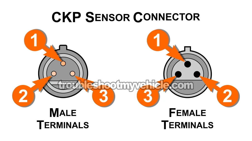 Crankshaft Position Sensor Connector Pinout. How To Test The CKP Sensor (1990, 1991, 1992, 1993 3.3L V6 Chrysler, Dodge, And Plymouth Minivan) Crankshaft Position Sensor Connector Pinout. How To Test The CKP Sensor (1990, 1991, 1992, 1993 3.3L V6 Chrysler, Dodge, And Plymouth Minivan)