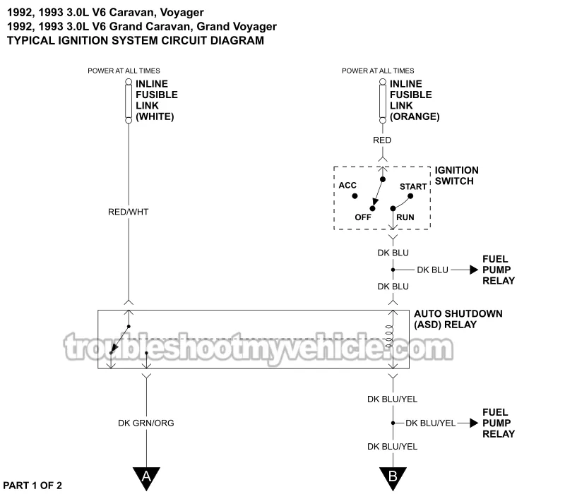 Ignition System Wiring Diagram (1992-1993 3.0L V6 Dodge And Plymouth Minivan)