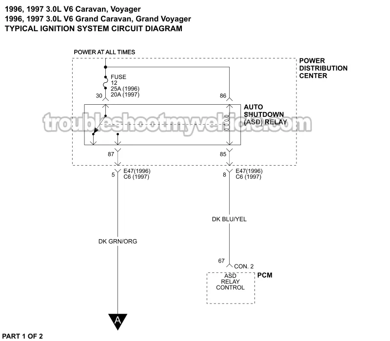 Ignition System Wiring Diagram (1996-1997 3.0L V6 Dodge And Plymouth Minivan)