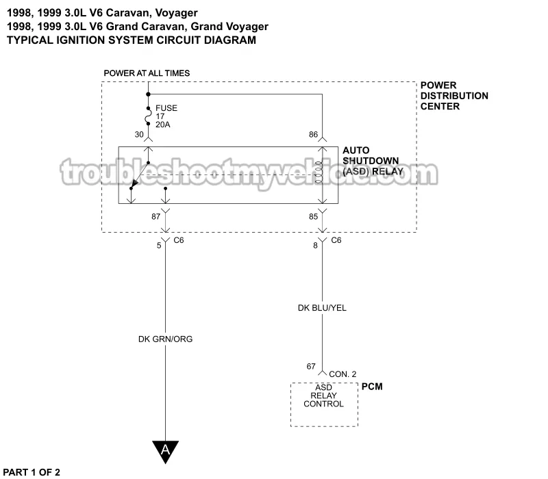 Ignition System Wiring Diagram (1998-1999 3.0L V6 Dodge And Plymouth Minivan)