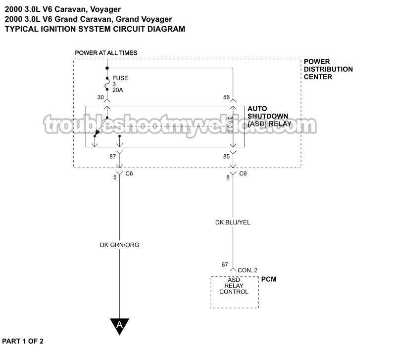 Ignition System Wiring Diagram (2000 3.0L V6 Dodge And Plymouth Minivan)