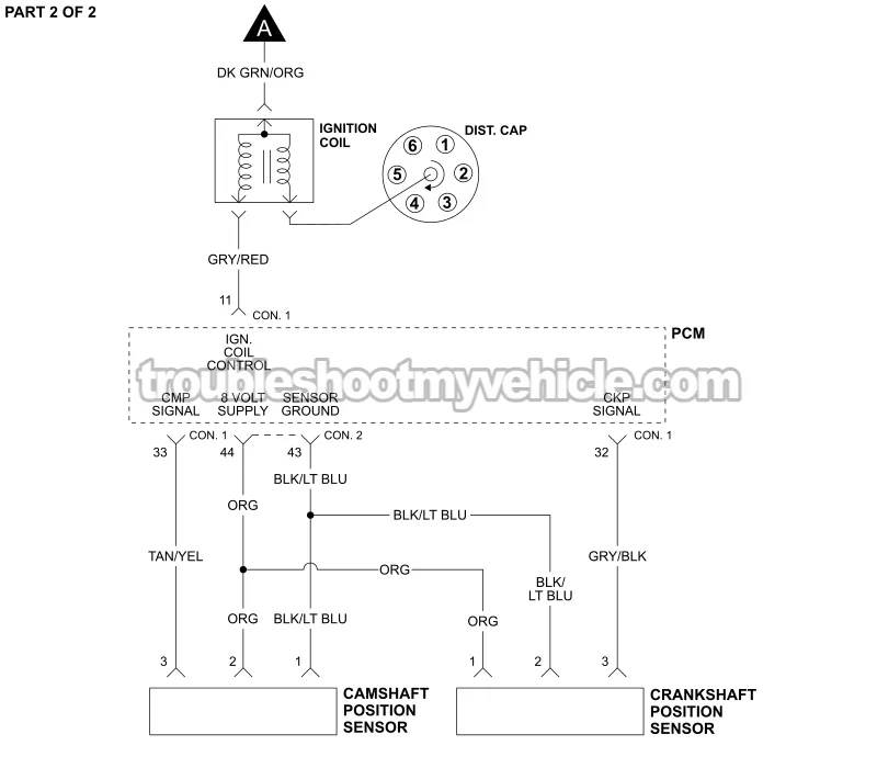 PART 2 of 2 -Ignition System Wiring Diagram. 2000 3.0L V6 Caravan, Grand Caravan, Voyager, Grand Voyager